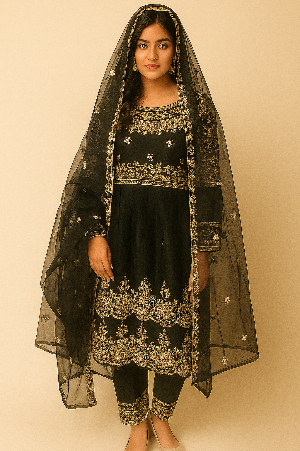 Elegant Black & Gold Formal Ensemble for Women