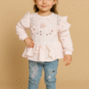 Stylish Pink Top with Embroidered Jeans for Girls – Trendy Kids Wear