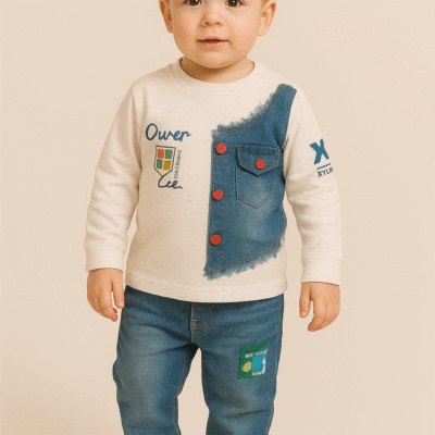 Trendy Denim & Cotton Outfit for Boys – Stylish & Comfortable