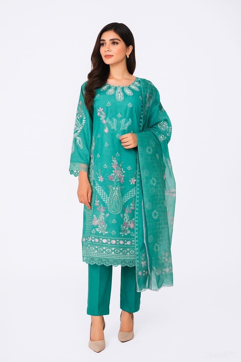 Embroidered sSuit with Matching dupatta-Elegant 3 Piece Outfit