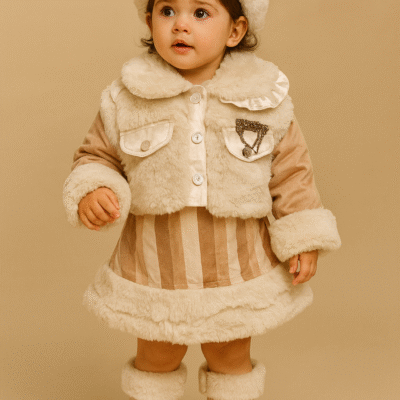 Winter Faux Fur Coat Set for Baby Girls