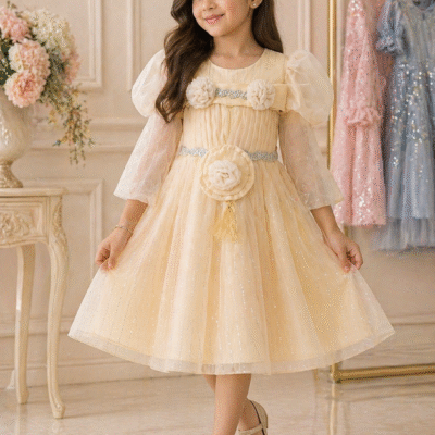 Elegant Champagne Party Dress for Girls with Purse
