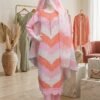 Stylish Peach & Pink Embroidered 3 Piece Suit