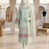 Elegant Mint Green Embroidered 3 Piece Suit