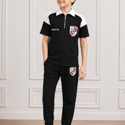 Boys Black Porsche Casual Summer Co-Ord Set