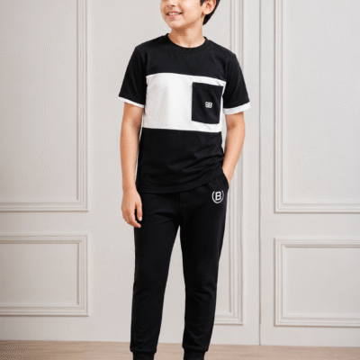 Boys Black & White Casual Summer Co-Ord Set
