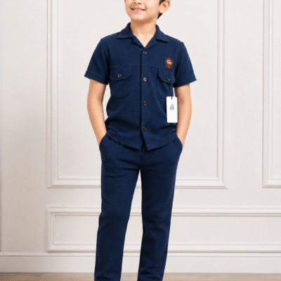 Boys Stylish Navy Blue Summer Co-Ord Set